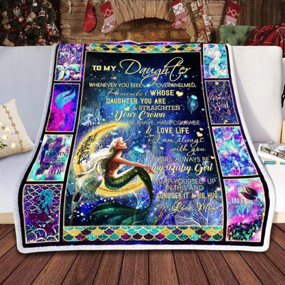 Mermaid Sherpa Blanket Letter - Best Gift From Mom to Daughter - Sherpa Blanket DL