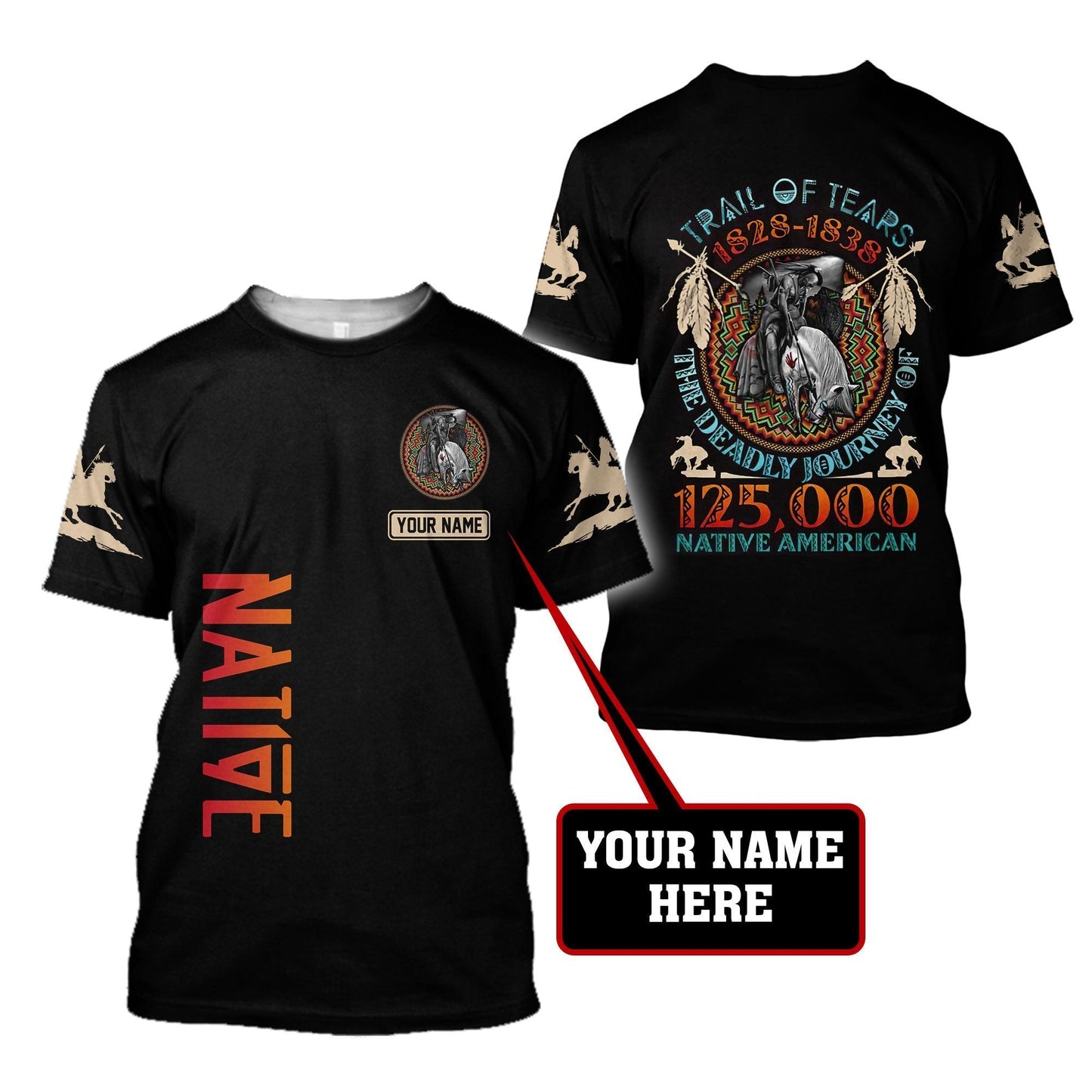 Custom Name Native American3D All Over Printed Unisex Shirts
