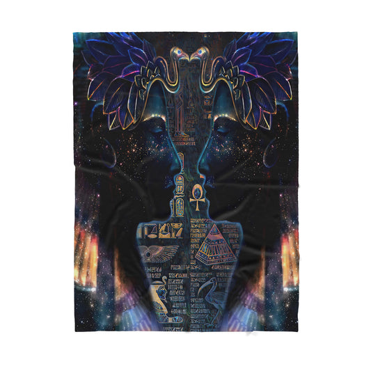Custom Blanlet Ancient Egyptian Nekhbet Goddess Sherpa Blanket MEI