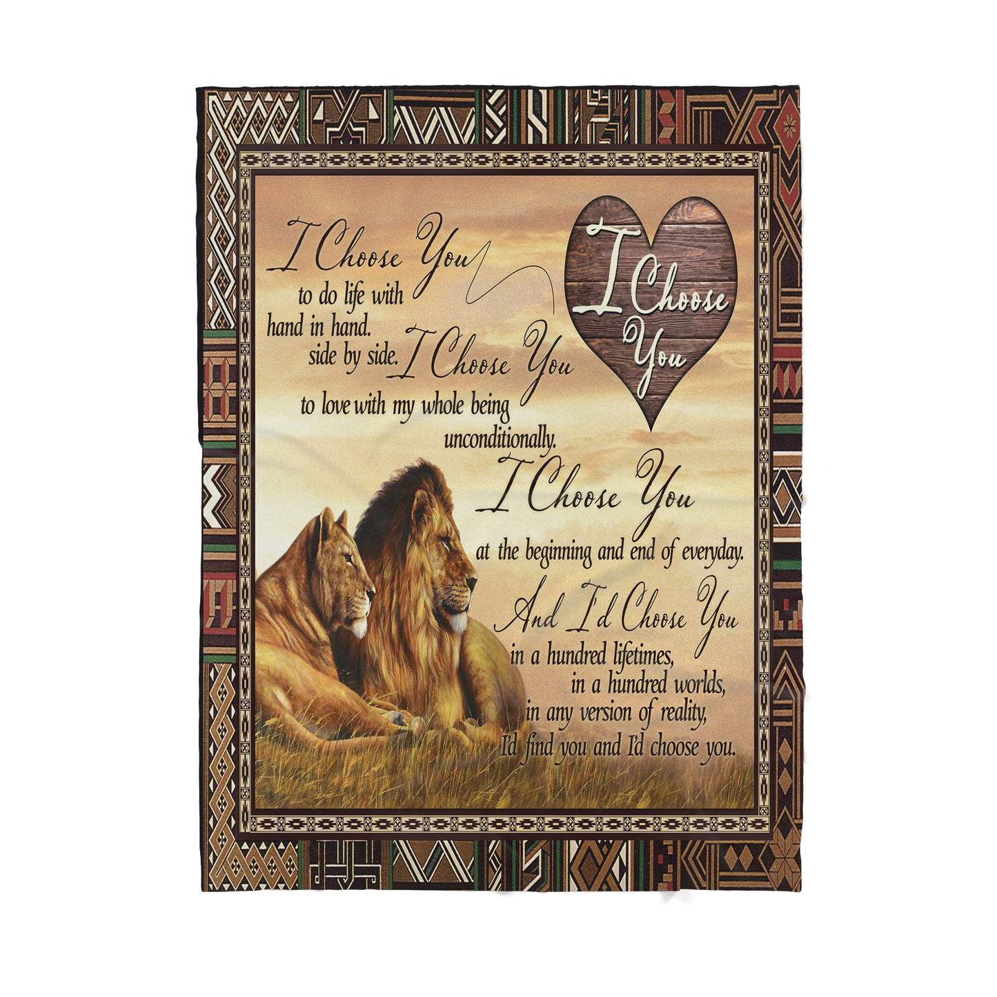 Lion Love Couple Sherpa Blanket TN