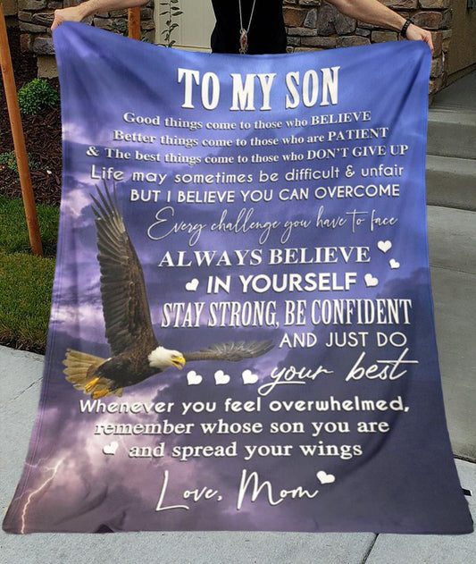 Custom Blanket Eagle To My Son-Best Gift For Son-Sherpa Blanket TA