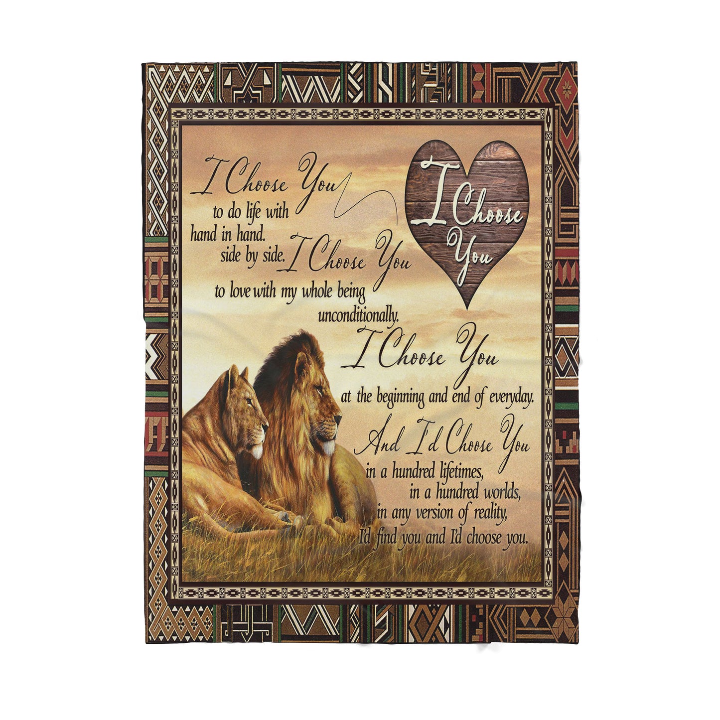 Lion Love Couple Sherpa Blanket TN
