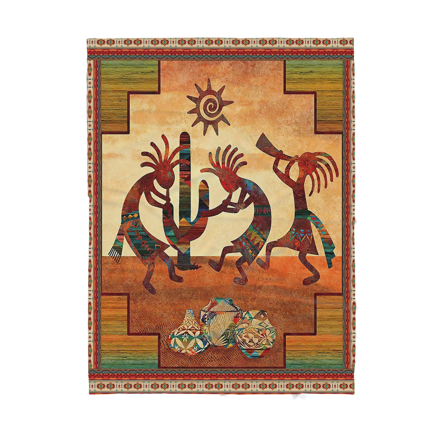 Custom Blanket Native American Kokopelli Sherpa Blanket MEI