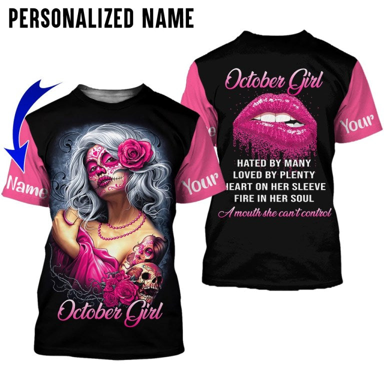 Customize Name Skull Girl Hoodie For Men And Women