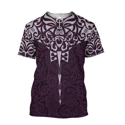 New zealand hoodie manta maori ta moko purple 3d all over printed shirt and short for man and women