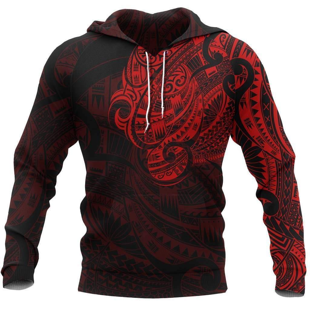 Maori Tattoo Style All Over Hoodie Red HC1002 - Amaze Style™-Apparel