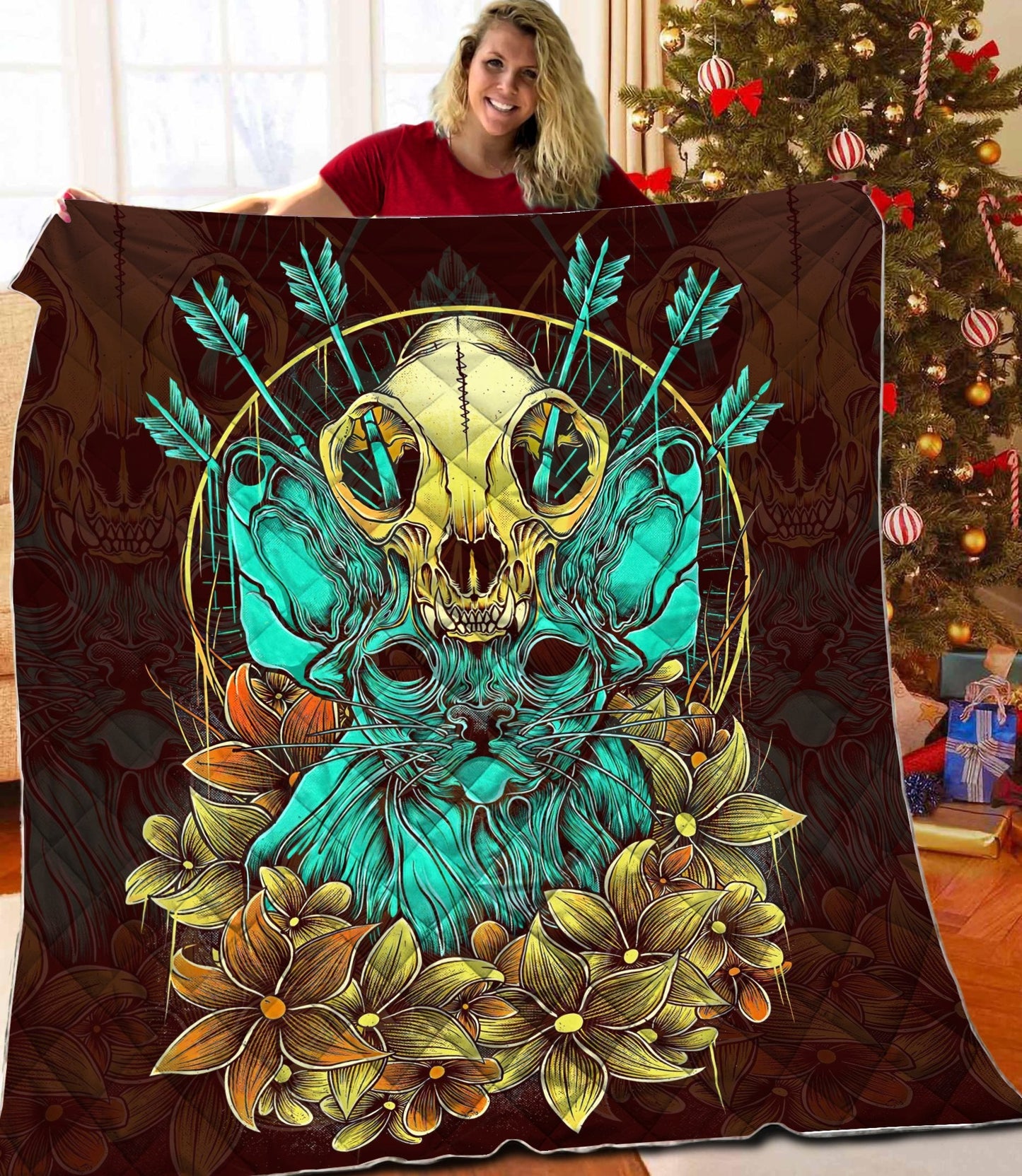 Sphynx Skull Nature Couple Quilt HHT03082003S1