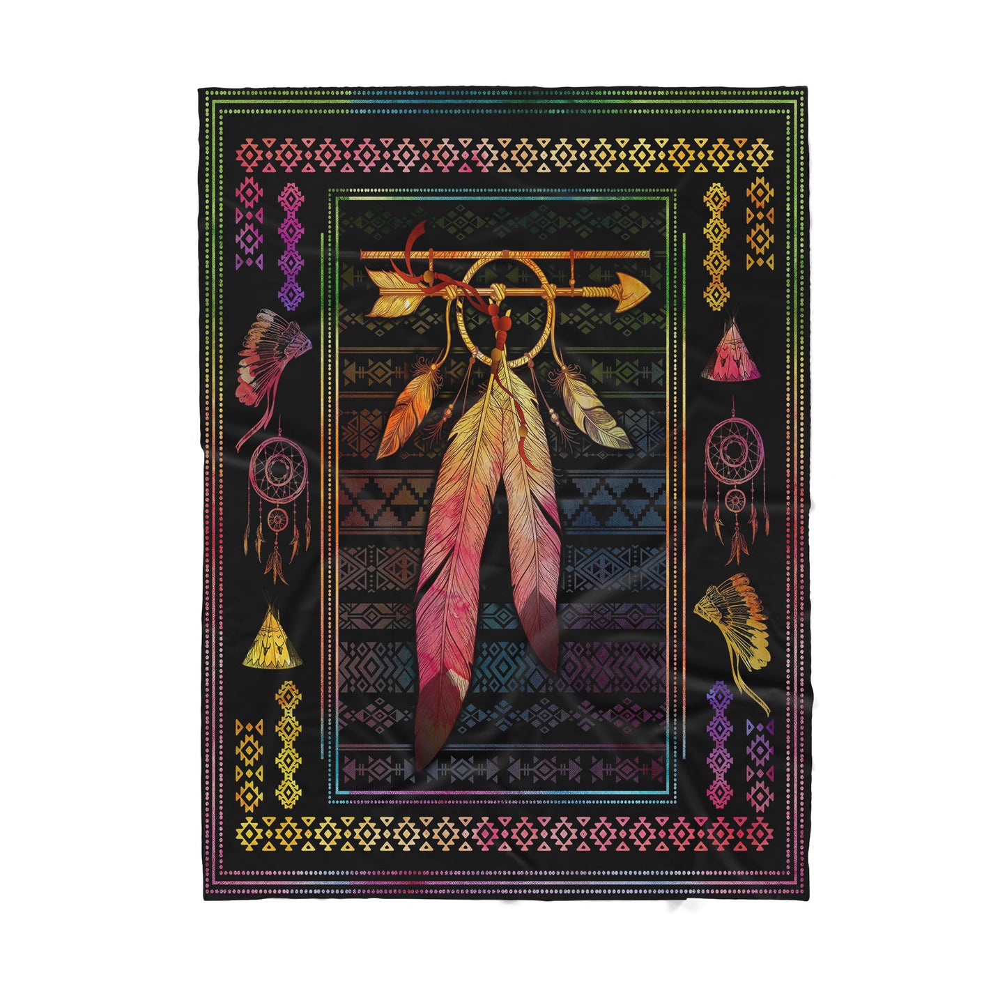 Custom Sherpa Blanket Native American Feather Dreamcatcher Best Gift For Christmas MEI