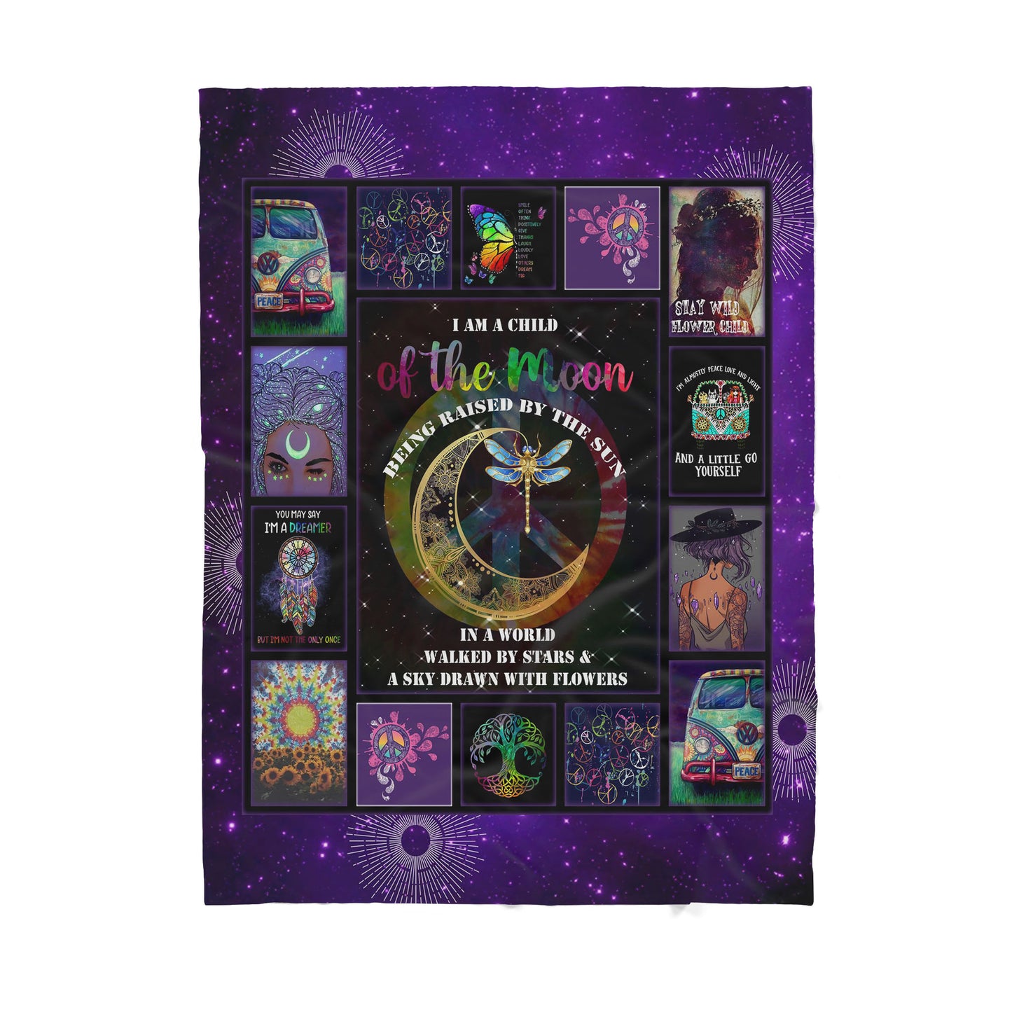 Custom Blanket Child Of The Moon Raised By The Sun Hippe Sherpa Blanket MEI