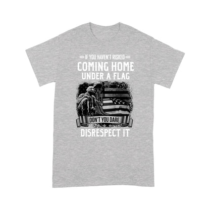 Coming home under a flag Veteran T-shirt HC