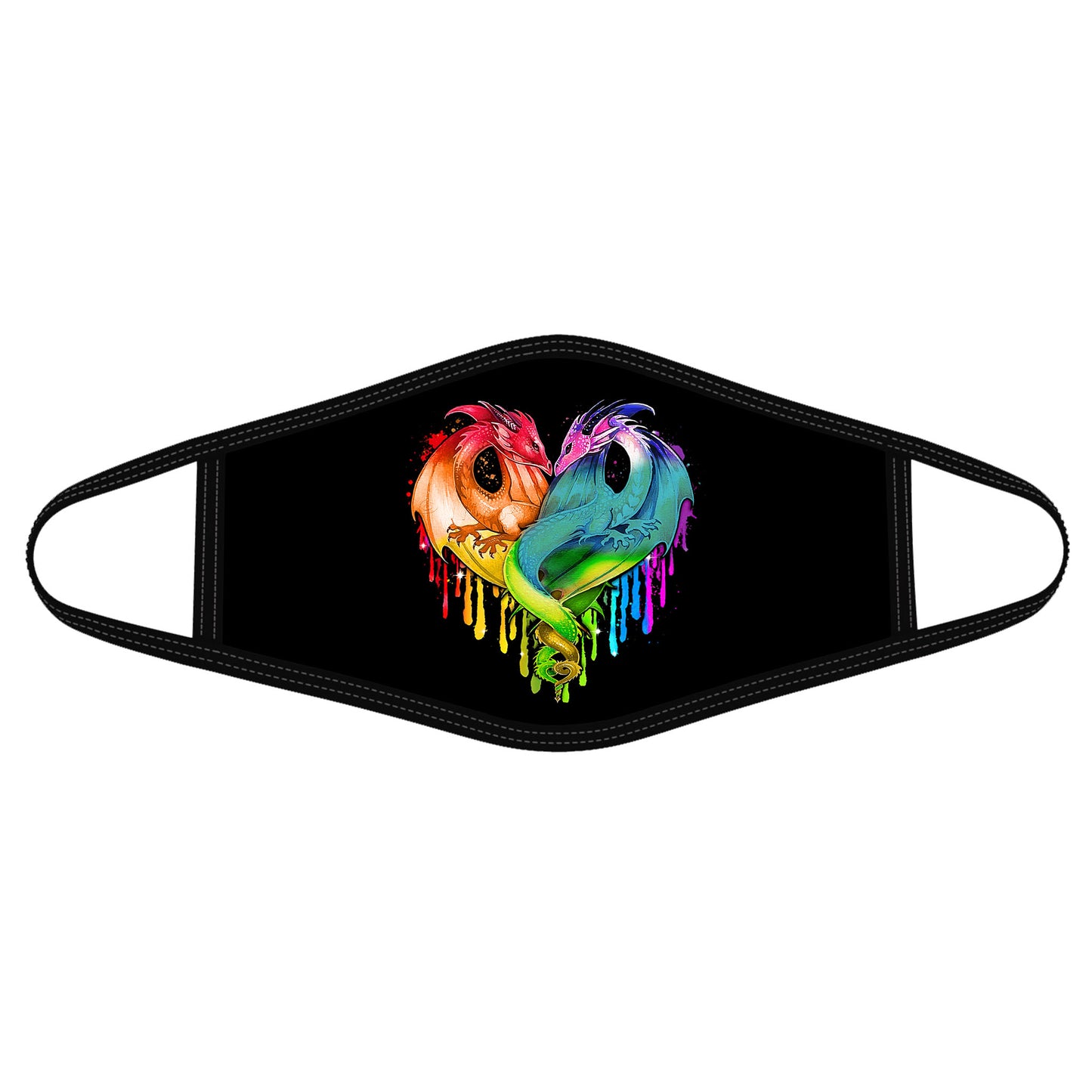 Coloful Dragons Heart Shape Face Mask MEI