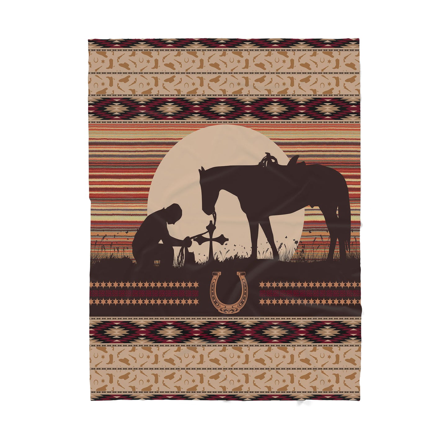 Custom Blanket Native Cowboy Sherpa Blanket TQH