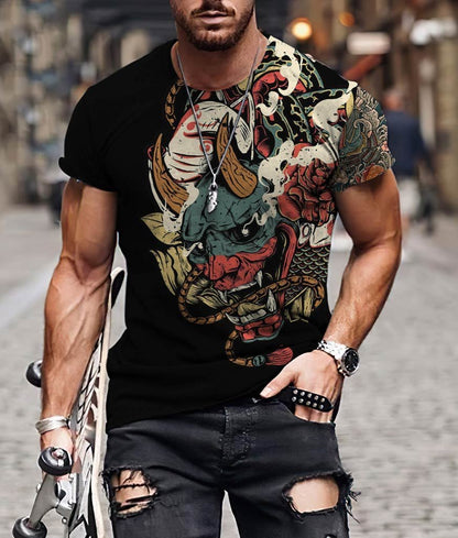 Oni Mask Tattoo 3D Over Printed Shirt for Men and Women