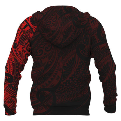 Maori Tattoo Style All Over Hoodie Red Version NVD - Amaze Style™-Apparel