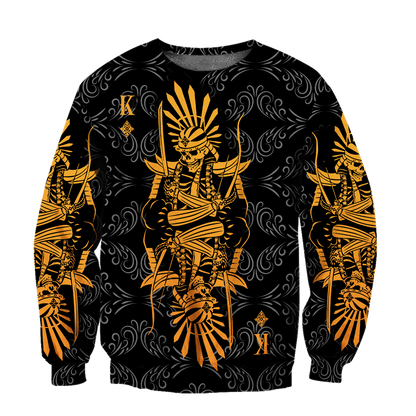 3D King Diamond Skull Poker Over Printed Hoodie