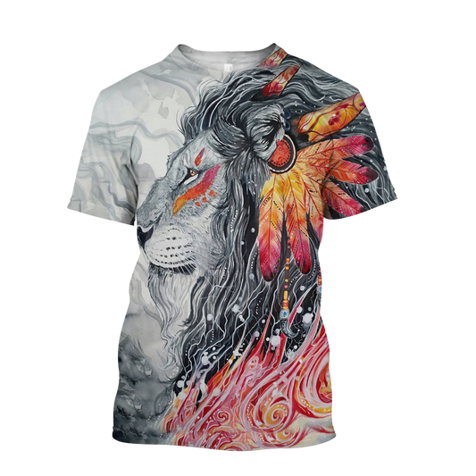 Native Lion Over Printed T-shirt for Men and Women