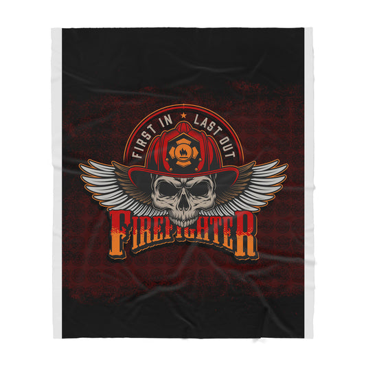 Firefighter Skull Sherpa Blanket