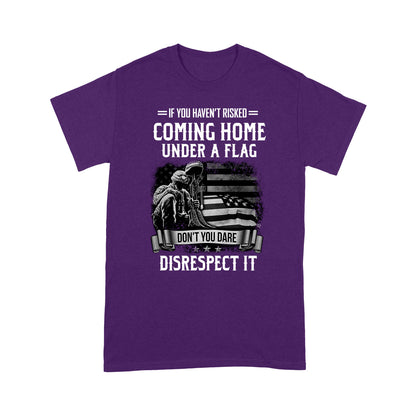 Coming home under a flag Veteran T-shirt HC