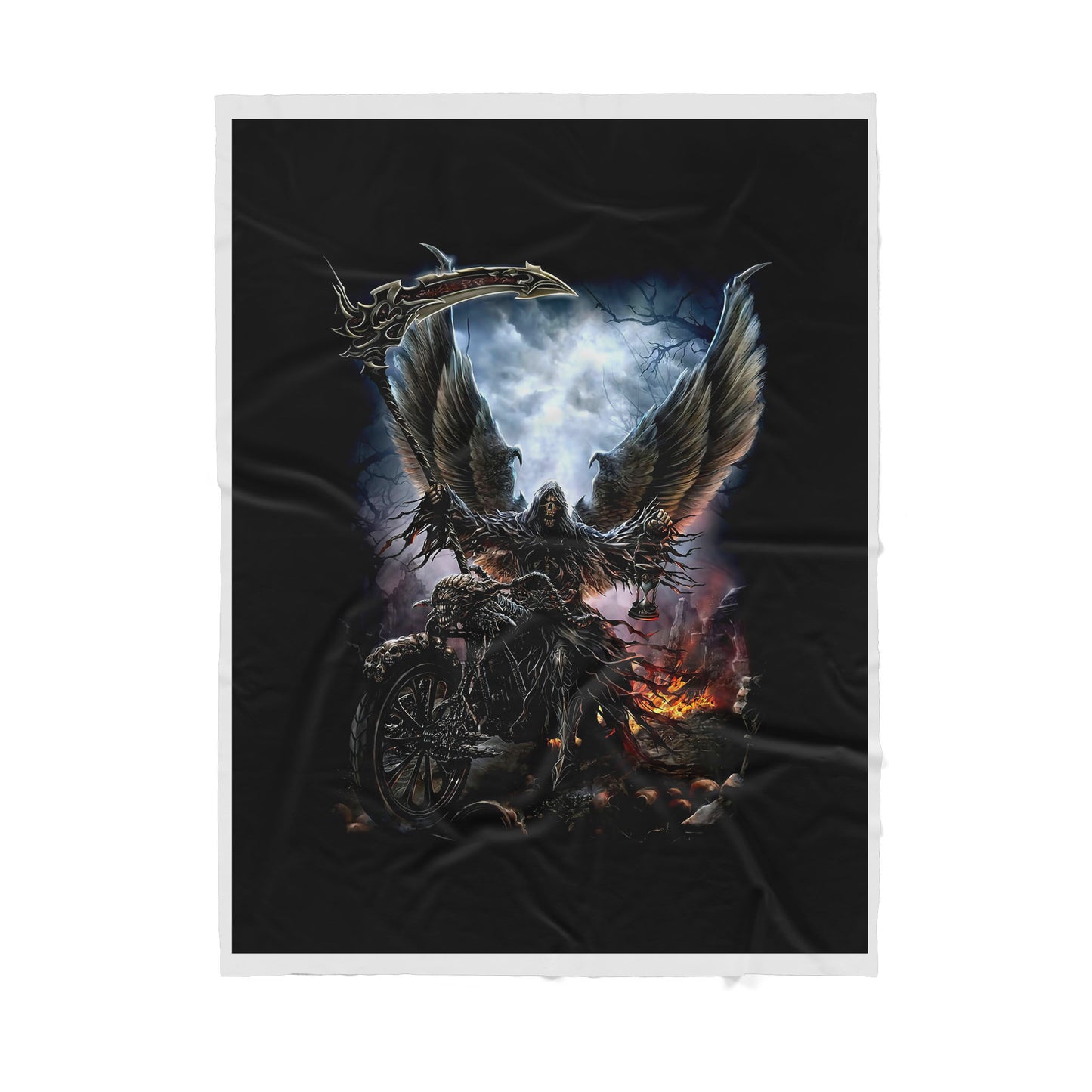 Motorcycle Skull Sherpa  Blanket