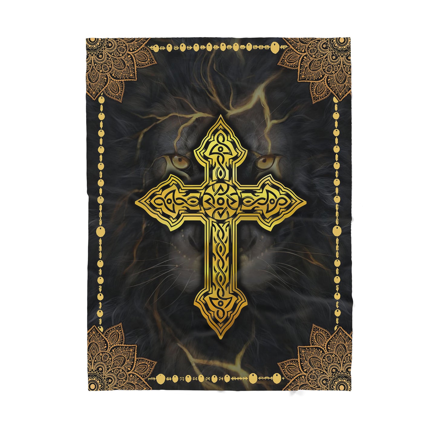 Premium Christian Jesus Catholic Lion Cross Blanket - Best gift for Christian - sherpa blanket TT