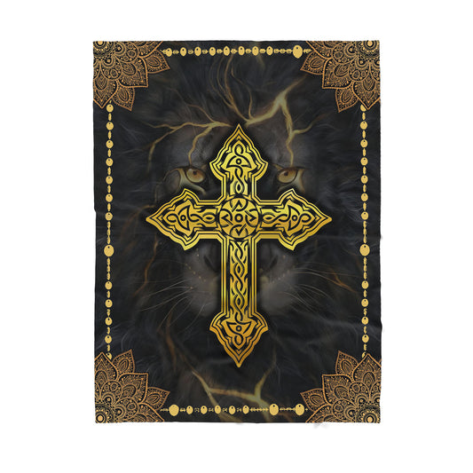 Premium Christian Jesus Catholic Lion Cross Blanket - Best gift for Christian - sherpa blanket TT