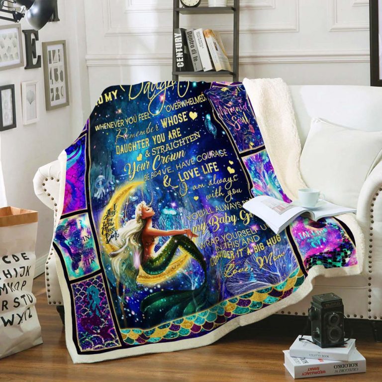 Mermaid Sherpa Blanket Letter - Best Gift From Mom to Daughter - Sherpa Blanket DL