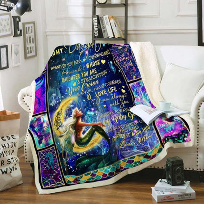 Mermaid Sherpa Blanket Letter - Best Gift From Mom to Daughter - Sherpa Blanket DL