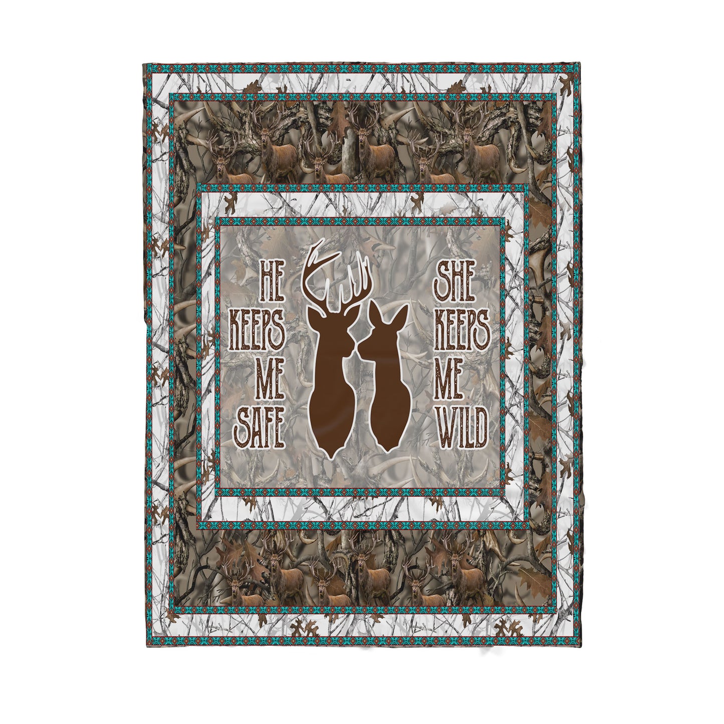 Custom Blanket Deer Couple Sherpa Blanket TA