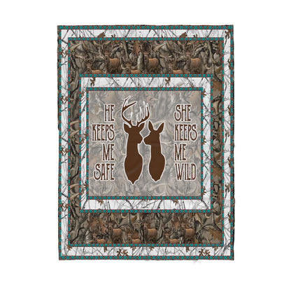 Custom Blanket Deer Couple Sherpa Blanket TA