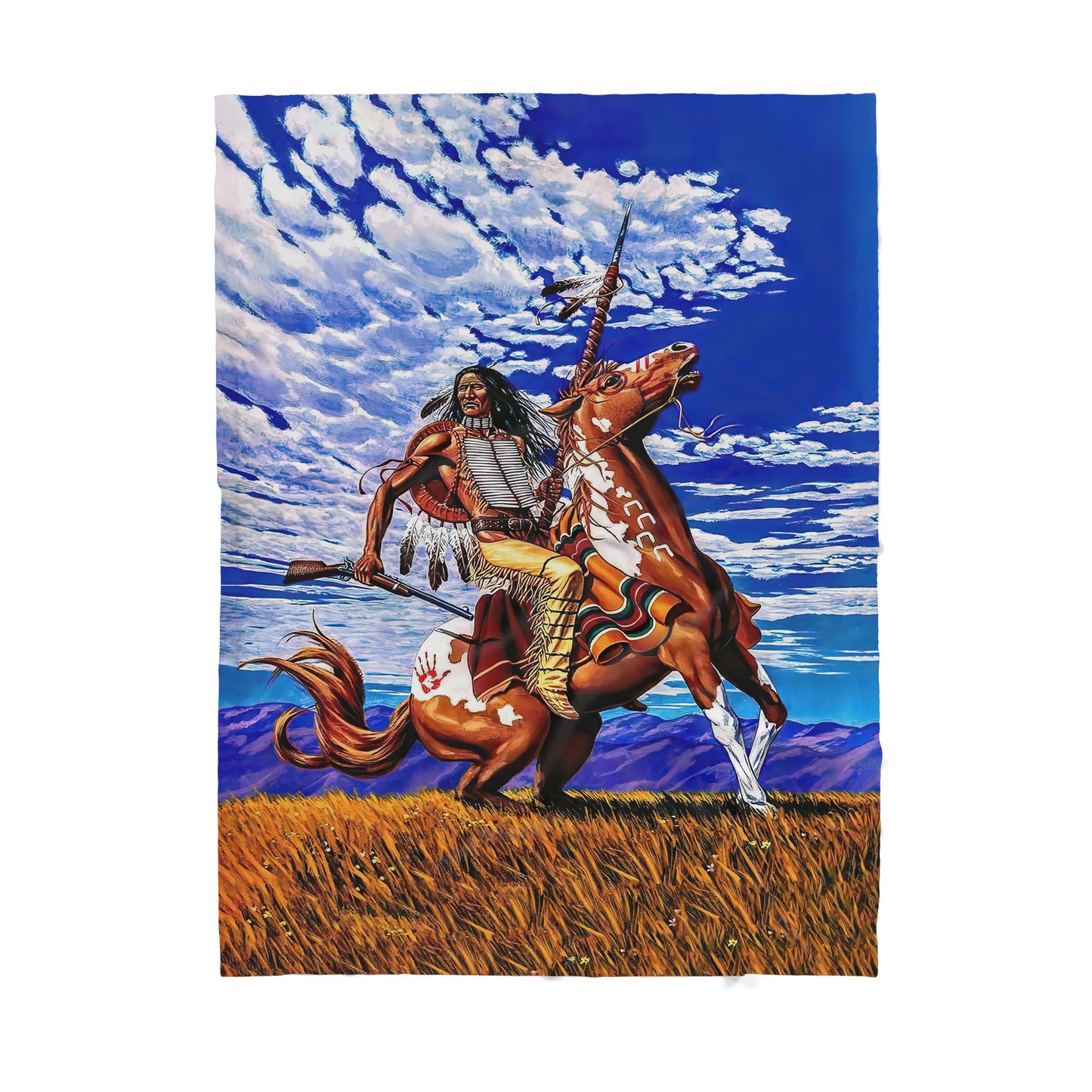 Custom Blanket Native Cowboy Sherpa Blanket TQH