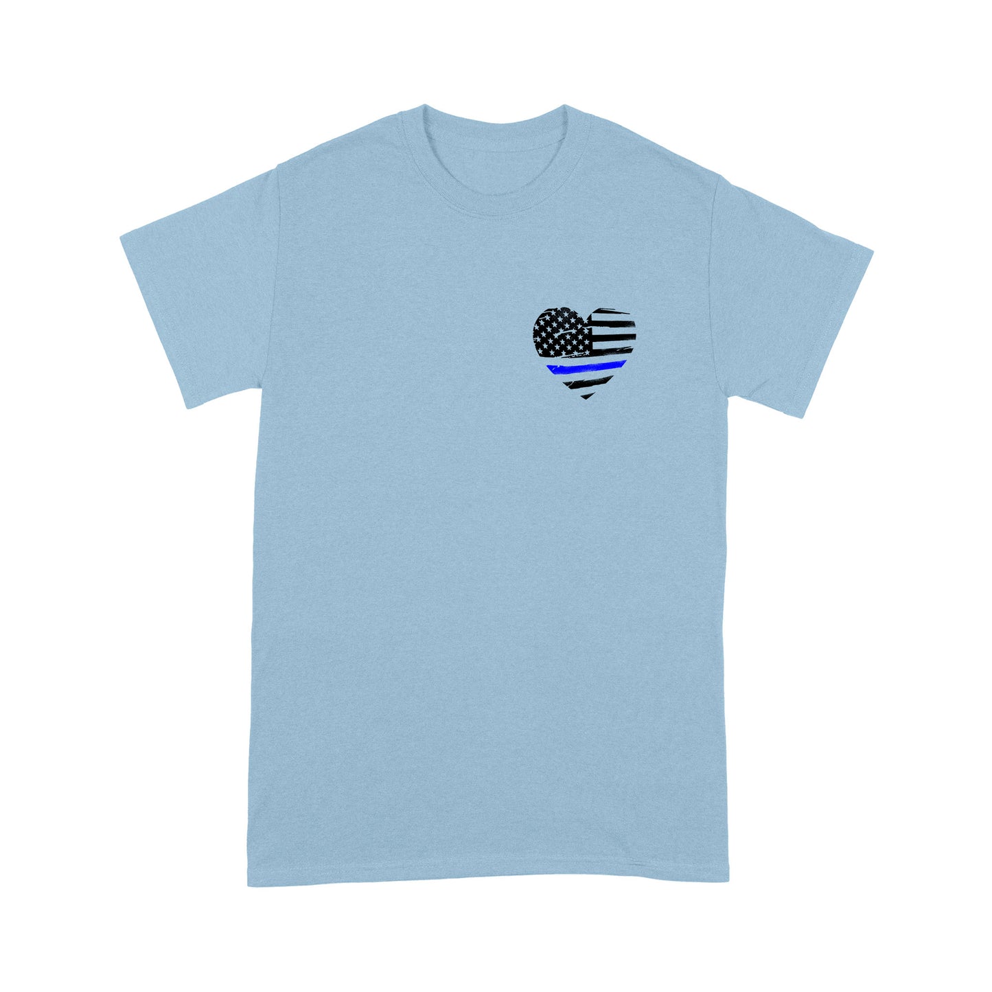 Thin Blue Line Heart Back And Front Standard T-Shirt Police Tee