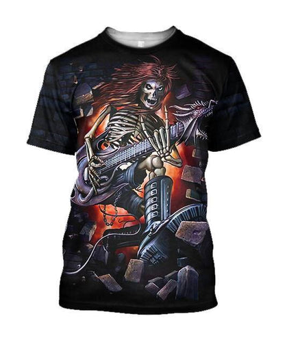 Music Skull rock and roll  3D all over printed for man and women JJ27062002