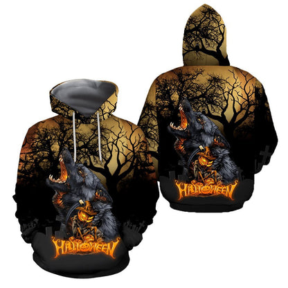 Halloween Wolf 3D All Over Printed Unisex Shirts