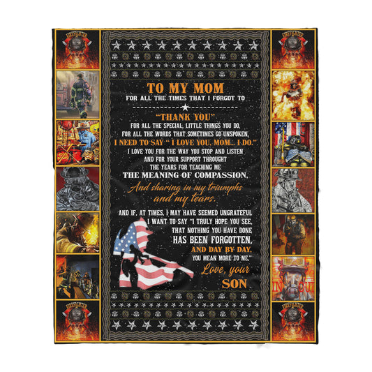Firefighter Love Mom Sherpa Blanket - Best gift for Mother day