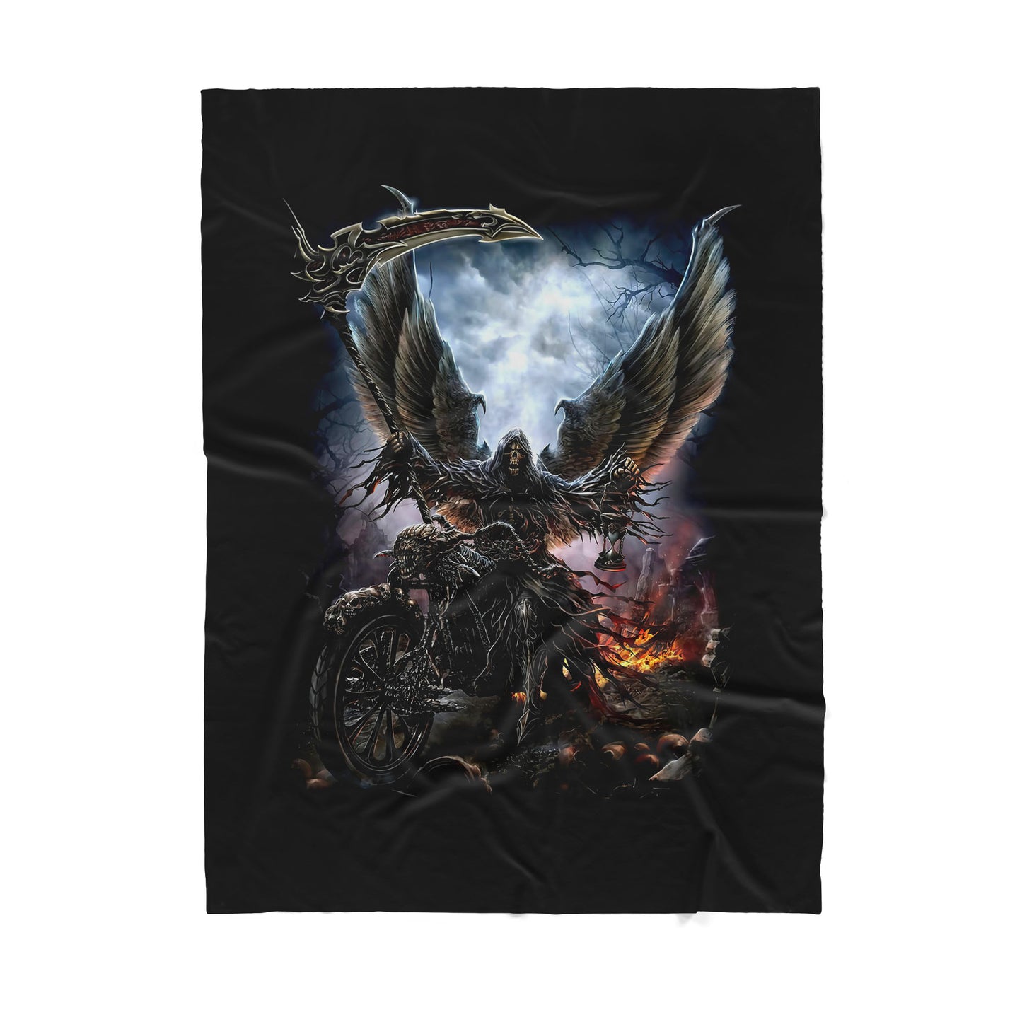 Motorcycle Skull Sherpa  Blanket