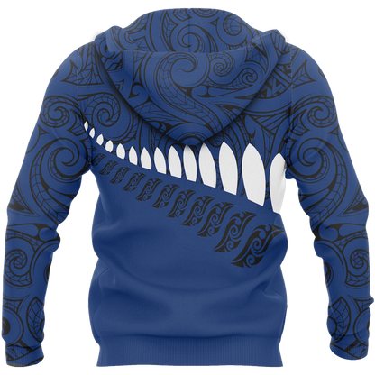 New Zealand Aotearoa Pullover Hoodie Blue HC - Amaze Style™-Apparel