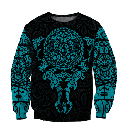 Maori tangaroa blue tattoo 3d all over printed shirt and short for man and women  HHT20072001