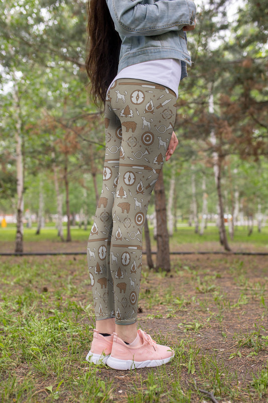 3D All Over Print Hunting Brown Bear Legging - Amaze Style™-Apparel