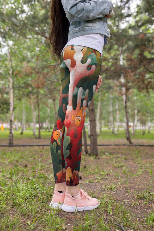 3D All Over Print Season Coral Art Legging - Amaze Style™-Apparel