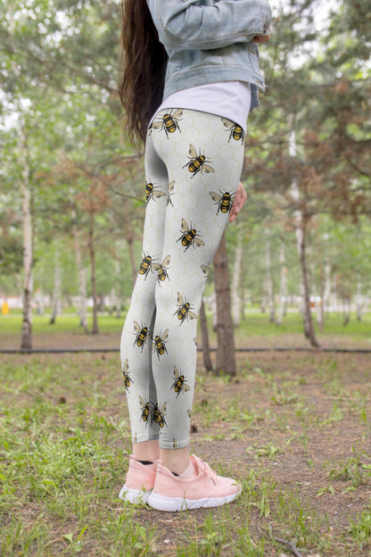 3D All Over Print Many Bee Legging - Amaze Style™-Apparel