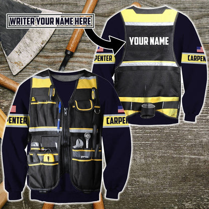 Personalized Name American Carpenter 3D Unisex Shirts