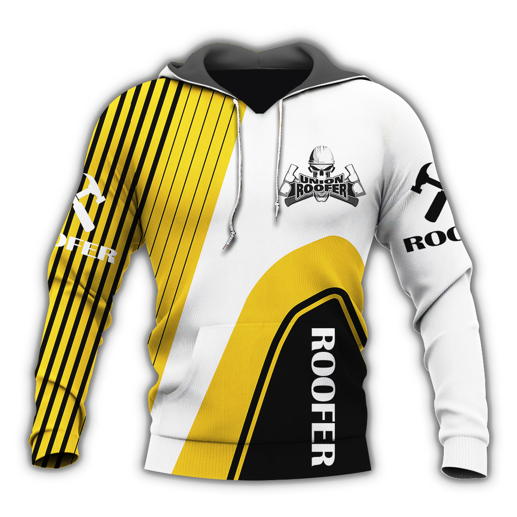Premium Yellow And White 3D Printed Roofer Shirts MEI