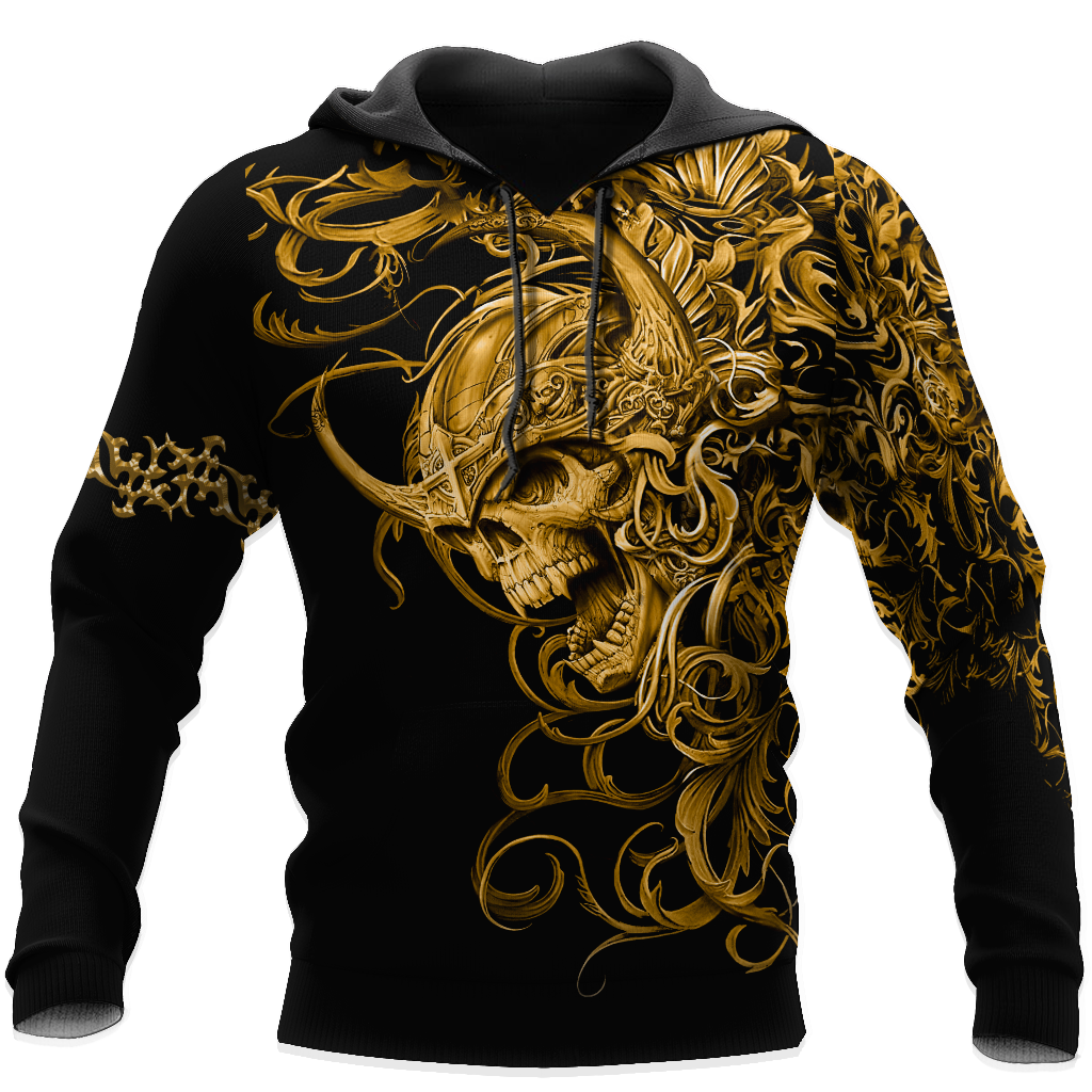 Premium Skull 3D All Over Printed Unisex Shirts Golden Warrior
