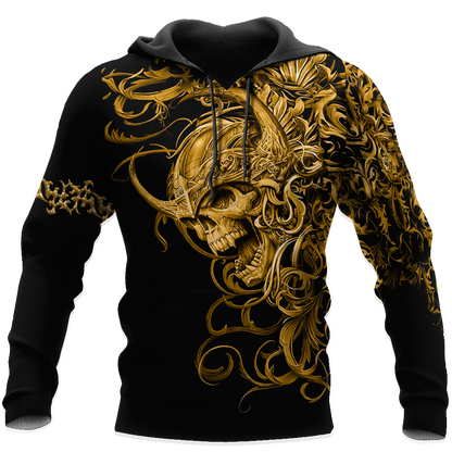 Premium Skull 3D All Over Printed Unisex Shirts Golden Warrior
