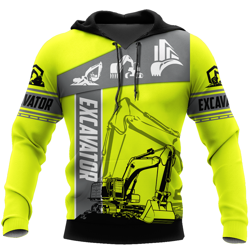 Green Excavator 3D All Over Printed Unisex Shirts