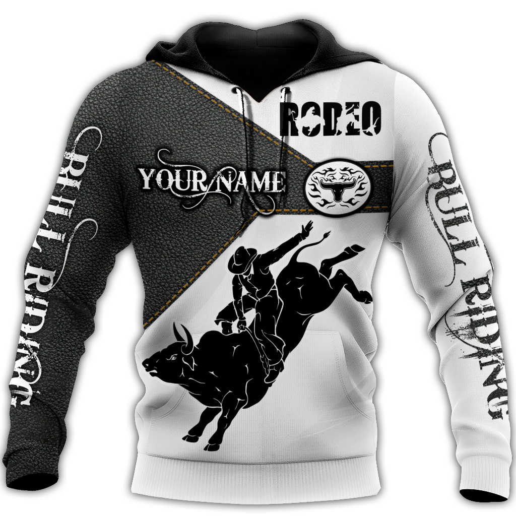 Personalized Name Bull Riding 3D All Over Printed Unisex Shirts Black Rodeo