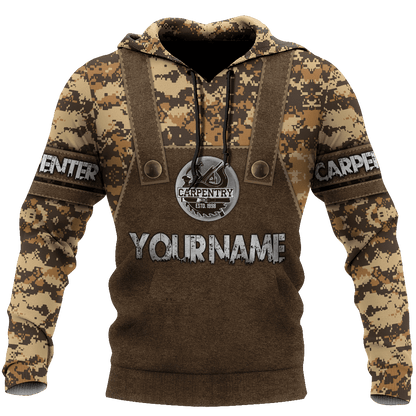 Personalized Name Carpenter 3D All Over Printed Unisex Shirts Camo