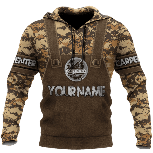 Personalized Name Carpenter 3D All Over Printed Unisex Shirts Camo