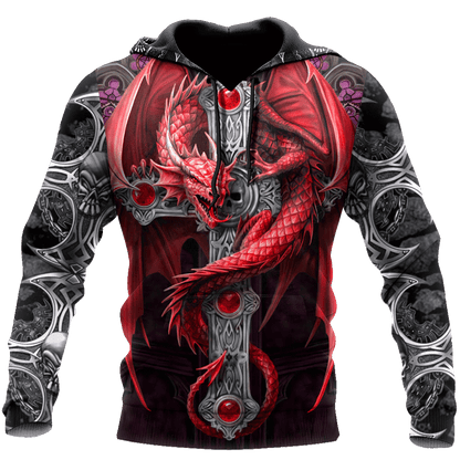 Tmarc Tee Dungeons and Dragons Red Tattoo 3D All Over Printed Winter Shirts