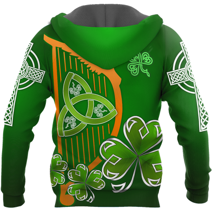 Premium Unisex Hoodie Irish St.Patrick Day The Harp The Shamrock And The Trinity ML